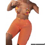 MOMTUESDAYS2 3 Pcs Women Sexy Bikinis Sets Bathing Suit Mesh Fish Net Pants Swimwear Swimsuit Orange B07DVJZWPQ